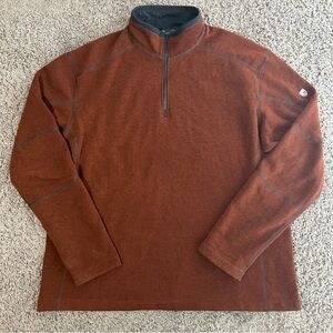 Kuhl Mens 2XL Revel 1/4Zip Sweater Rusty Brown Fleece Sweatshirt Pullover Jacket